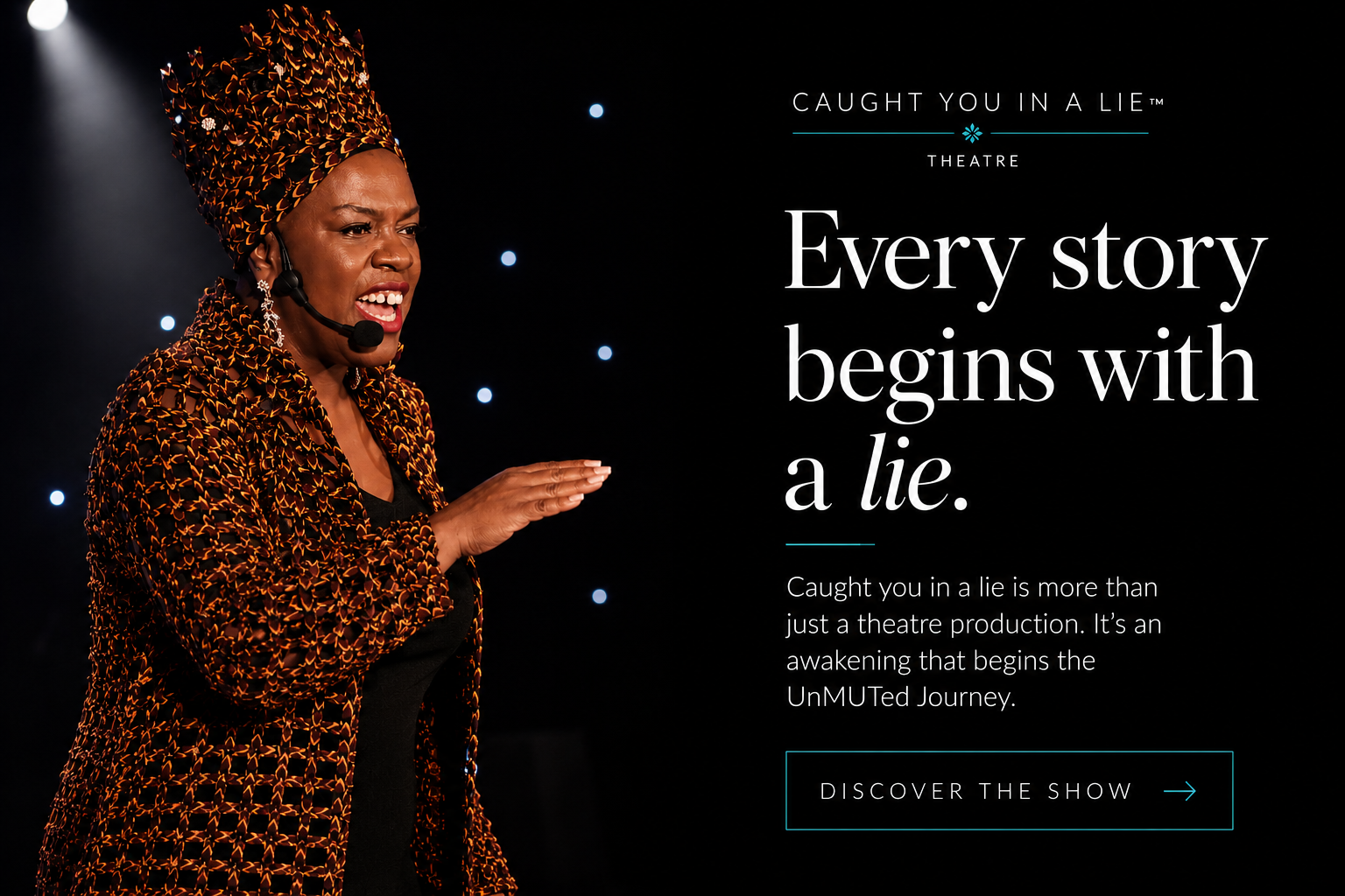 Every story small wensite Every story start with a lie wording accompanied with an image of Yvonne Michéle from Caught You in a Lie